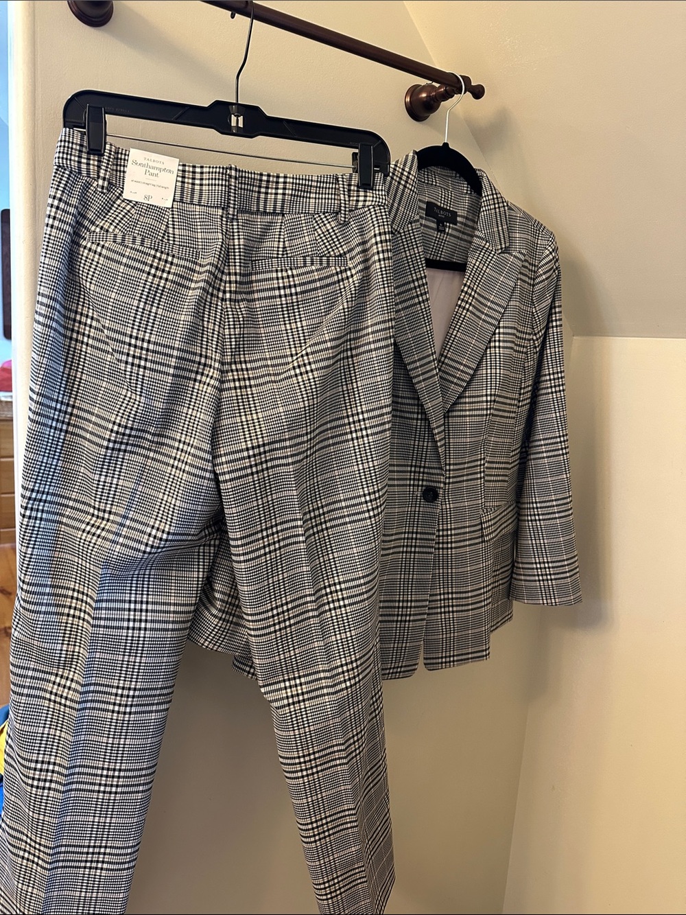 Talbots Black & White Glen Plaid Blazer and Trousers